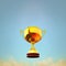 ai generated winning trophy floating in the air