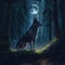 AI generated wolf in dark forest