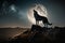 AI generated wolf and moon