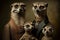 Ai generation of a family of meerkats posing for the camera