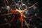 Ai Generative 3d rendering of neuron cell with neurons in brain, nervous system