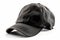 Ai Generative Black baseball cap mockup isolated on white background. Side view