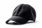 Ai Generative Black baseball cap mockup isolated on white background. Side view. Close up