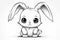 Ai Generative Black and White Cartoon Illustration of Cute Rabbit Animal Character for Coloring Book