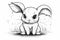 Ai Generative Black and White Cartoon Illustration of Cute Rabbit Animal Character for Coloring Book