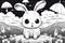 Ai Generative Black and White Cartoon Illustration of Cute Rabbit Animal Character for Coloring Book