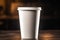 Ai Generative Blank paper coffee cup mockup on wooden table in café. 3d rendering