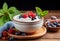 Ai generative. Bowl with healthy yogurt with fresh berries