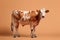 Ai Generative Brown and white cow standing on brown background