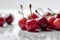 Ai Generative Cherries with water drops on a white background, close-up