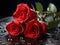 AI Generative. Classic Valentine\'s Elegance is a Dew-Kissed Red Roses Gift