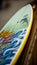 Ai generative close-up of a drawing on a surfboard