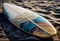 Ai generative close-up of a drawing on a surfboard