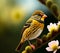 Ai Generative Close-Up Shot of a Stunning Goldfinch Lugano Bird Perched on a Tree Branch
