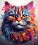 Ai generative concept illustration with fluffy cat face