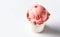 Ai generative. Cornet ice cream with a strawberry scoop