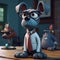 Ai Generative Cute cartoon dog with glasses and tie. 3d illustration