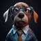 Ai Generative Cute cartoon dog with glasses and tie. 3d illustration