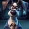 Ai Generative Cute cartoon dog with glasses and tie. 3d illustration