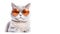 Ai generative. Cute grey cat with glasses