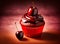 Ai Generative Decadent Chocolate Cherry Cupcakes with Whipped Cream Frosting, Ready to Enjoy