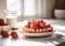 AI generative. Delicious sweet waffles with ripe strawberries