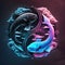 AI Generative Digital Art Illustration Beautiful Abstract Pisces (The Fish) Zodiac Symbol