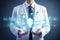 Ai generative. Doctor and icons health and electronic medical record on interface digital healthcare