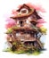 Ai generative fairy tale old pretty house with flowers decoration