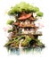 Ai generative fairy tale old pretty house with flowers decoration