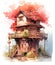 Ai generative fairy tale old pretty house with flowers decoration