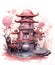Ai generative fairy tale old pretty house with flowers decoration