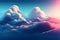 Ai Generative Fantasy cloudscape with sun rays, 3d render illustration