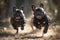 Ai Generative French bulldogs running in a race, selective focus on the dog