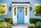 AI generative. A front entrance of a home with a blue door