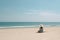 AI GENERATIVE, Girl sunbathing on the beach, summer vacation concept