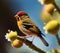Ai Generative Goldfinch Lugano Bird Standing on a Tree Branch in Sharp Focus