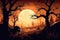 Ai generative. Halloween background with creepy landscape of night sky