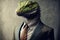 Ai generative illustration of a reptile in a suit