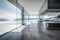 AI generative image of modern sleek interior of the house at the ocean shore