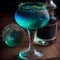 AI generative image of Pan Galactic Gargle Blast cocktail resting on bar counter