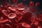 AI Generative image of red blood cells clotting concept for Vascular anatomy overview, Microbiology in health and disease, Red