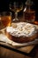 AI generative image of Tarta de Santiago - traditional Galician almond cake