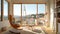 AI generative Interior of a child's room with a window overlooking the city