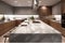 Ai Generative Interior of modern kitchen with marble countertop and built in sink