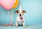 Ai generative. Jack russel terrier dog with a party hat