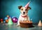 Ai generative. Jack russel terrier dog with a party hat