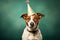 Ai generative. Jack russel terrier dog with a party hat