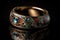 Ai Generative Jewelry wedding ring on a black background. Luxury jewelry