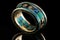 Ai Generative Jewelry wedding ring on a black background. Luxury jewelry